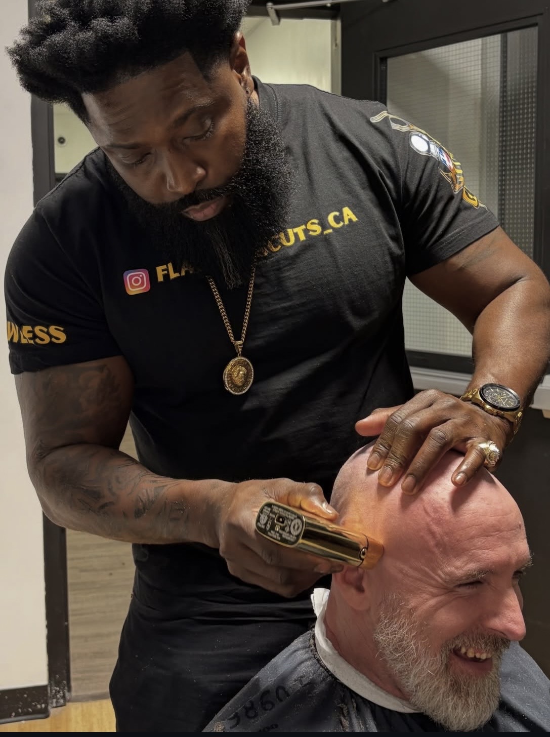 Interior of Flawless Cutz barber shop in Oshawa, Ontario — premium grooming environment